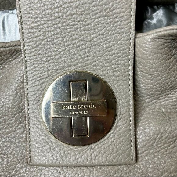 Kate Spade Bag Taupe Gray Leather Satchel, Bexley Stevie, Roomy, Pockets+ - Picture 4 of 9